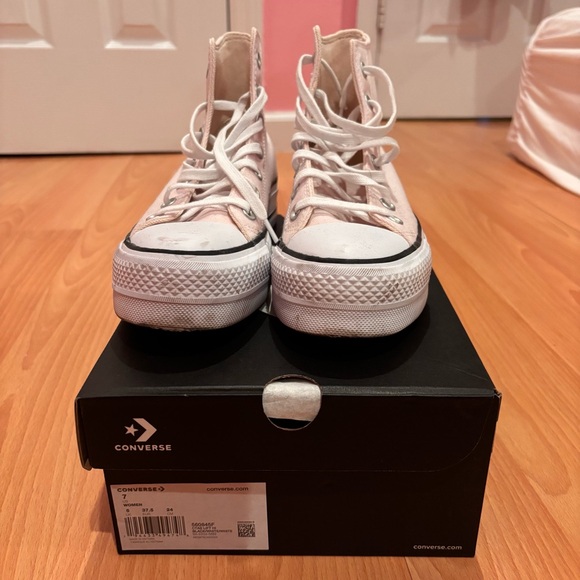 Converse All Star Women's Light Pink Platform High-Top Sneakers - Picture 3 of 7